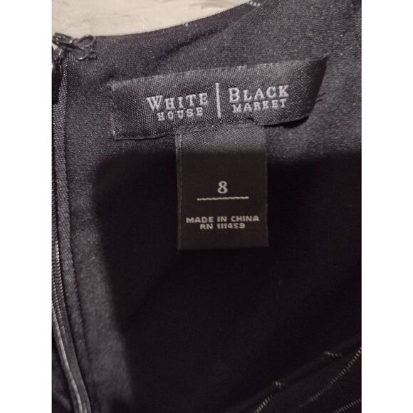 WHBM White House Black Market 8 Black White Pinstripe V Neck Dress - Picture 2 of 4